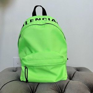 Balenciaga - Wheel Wheel Logo Printed Green Nylon Backpack